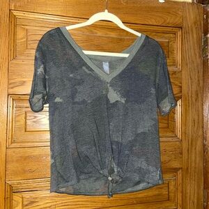 Alternative Camouflage Tie-Front V-Neck Tee